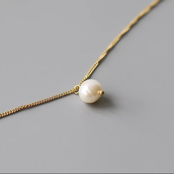 Gold plated necklace with pearl - Picture 7 of 7